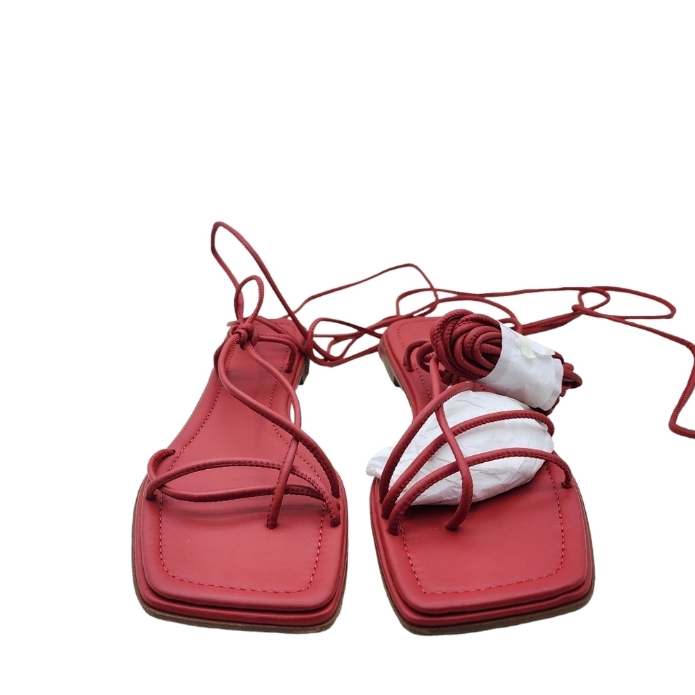 Mango Women's Cross Strips Red Sandal - US 9.5 - Picture 4 of 8